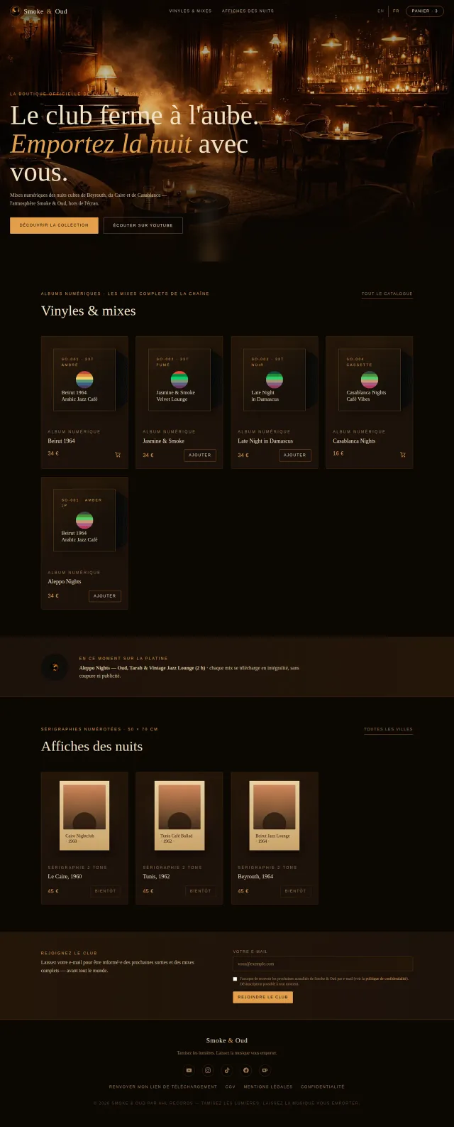 Capture réelle : la boutique Smoke & Oud